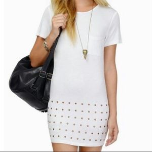Tobi white Studded T-Shirt Dress